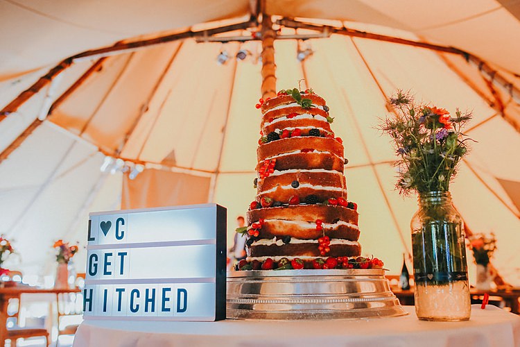 Light Box Sign Cake Table Family Friendly Summer Tipi Outdoor Wedding http://www.brookrosephotography.co.uk/