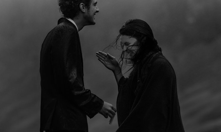 Bride Black Wrap Groom Tailored Black Suit Rain Wind Laughs Breathtaking Wild Scotland Elopement http://www.theferros.com/