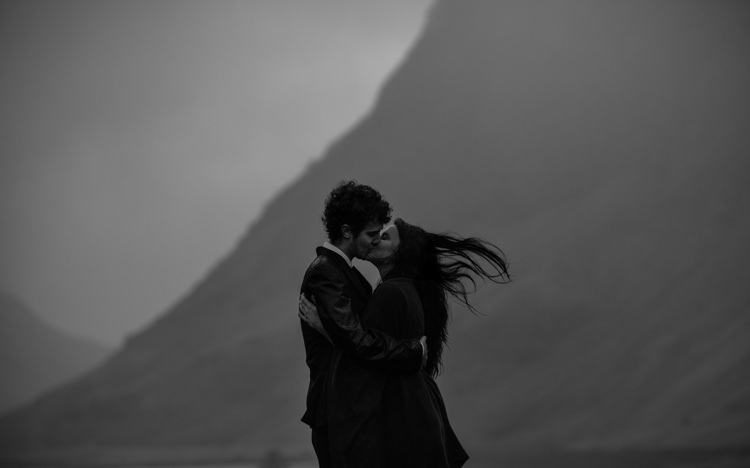 Bride Groom Windswept Rain Kiss Breathtaking Wild Scotland Elopement http://www.theferros.com/