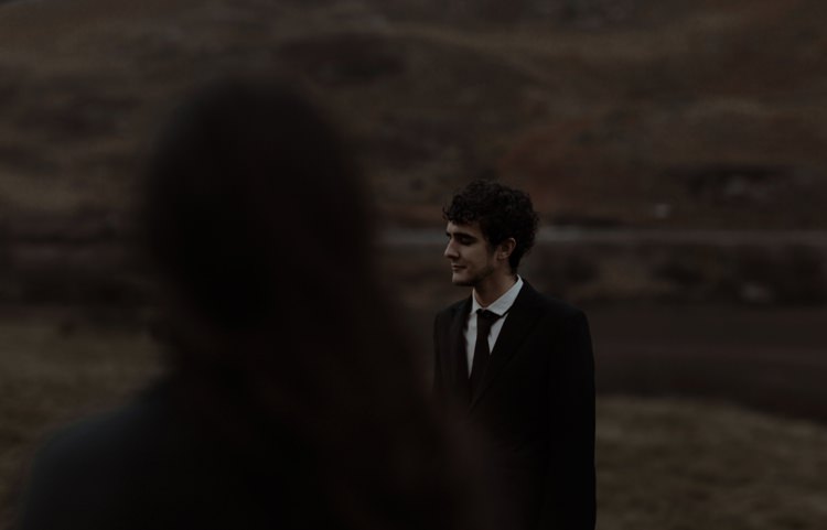 Groom Tailored Black Suit White Shirt Black Tie Bride Black Wrap Breathtaking Wild Scotland Elopement http://www.theferros.com/