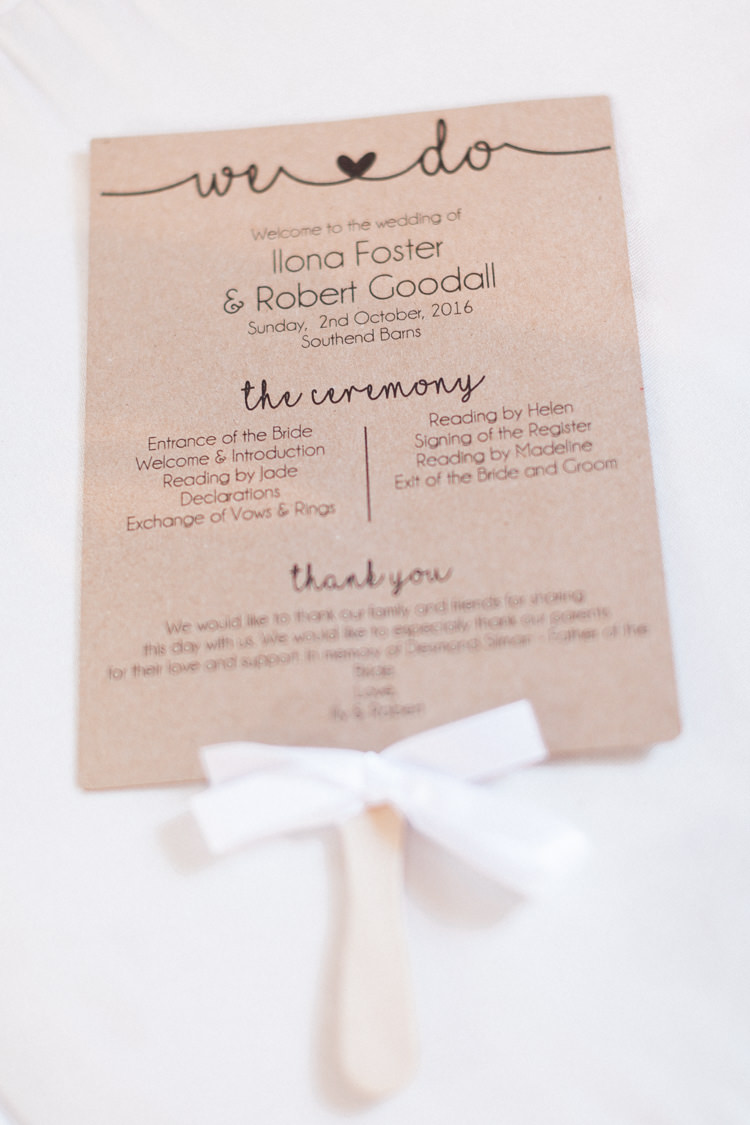 Order of Service Stick Kraft Brown Paper Stationery Modern Rustic Ivory Barn Wedding http://vickylamburn.com/