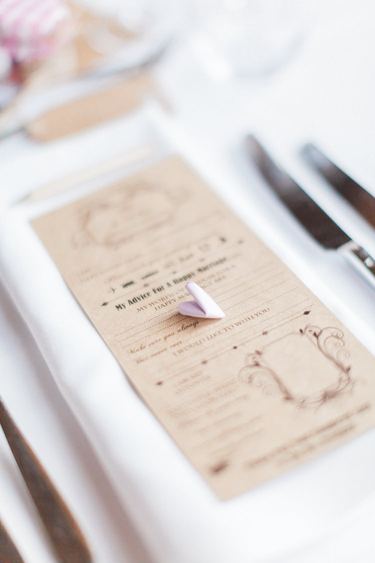 Quiz Place Setting Modern Rustic Ivory Barn Wedding http://vickylamburn.com/