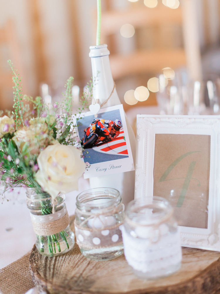 Table Names Polariod Motorbikes Modern Rustic Ivory Barn Wedding http://vickylamburn.com/