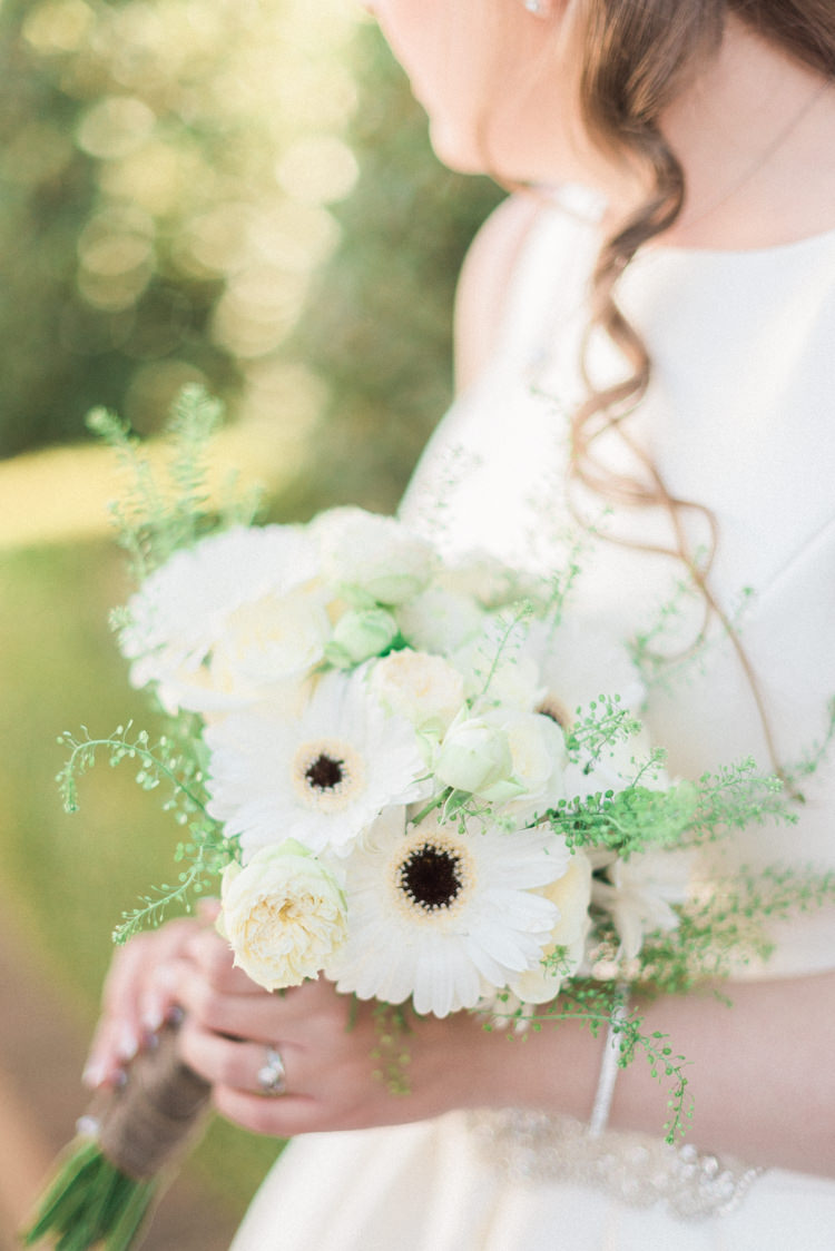 Gerbera Bouquet Flowers Bride Bridal Modern Rustic Ivory Barn Wedding http://vickylamburn.com/