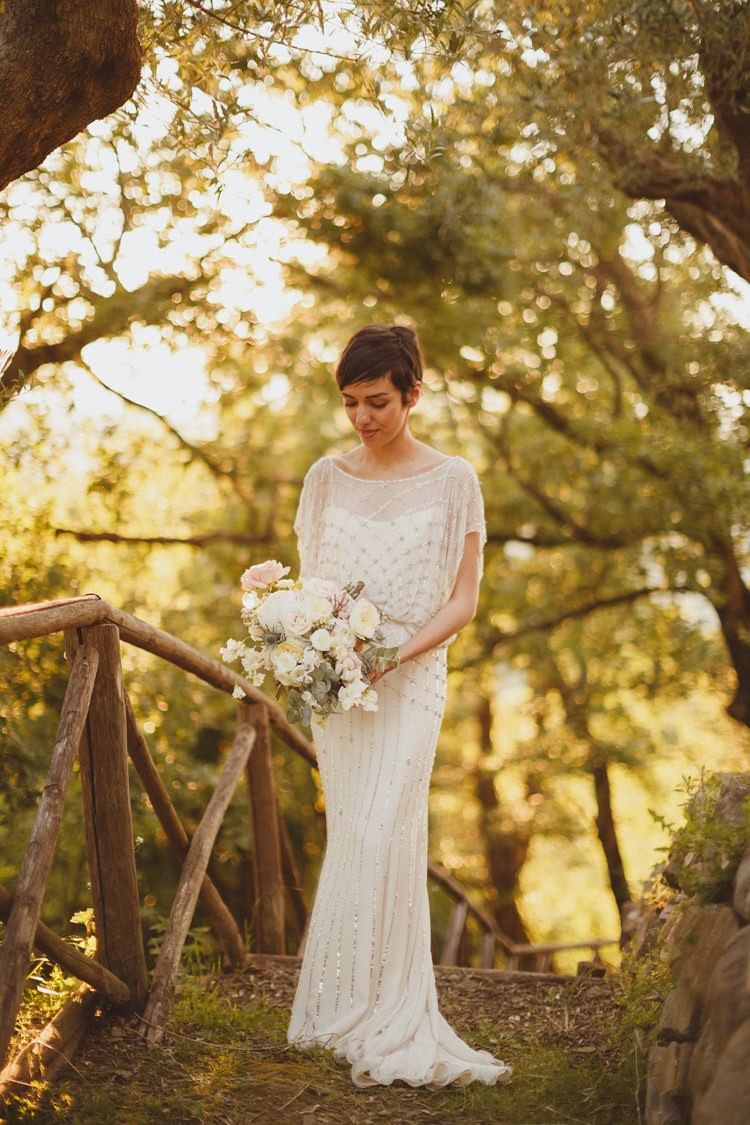 Jenny Packham Dress Gown Bride Bridal Embellished Sequin Beautifully Intimate Open Air Wedding Umbria http://www.edpeers.com/