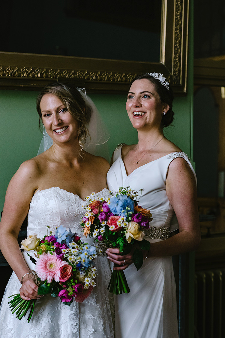 Brides Bridal Veil Hairpiece Sweetheart Neckline Grecian Multicolour Bouquet Colourful Fun Party Brighton Wedding http://jmcsweeneyphotography.co.uk/