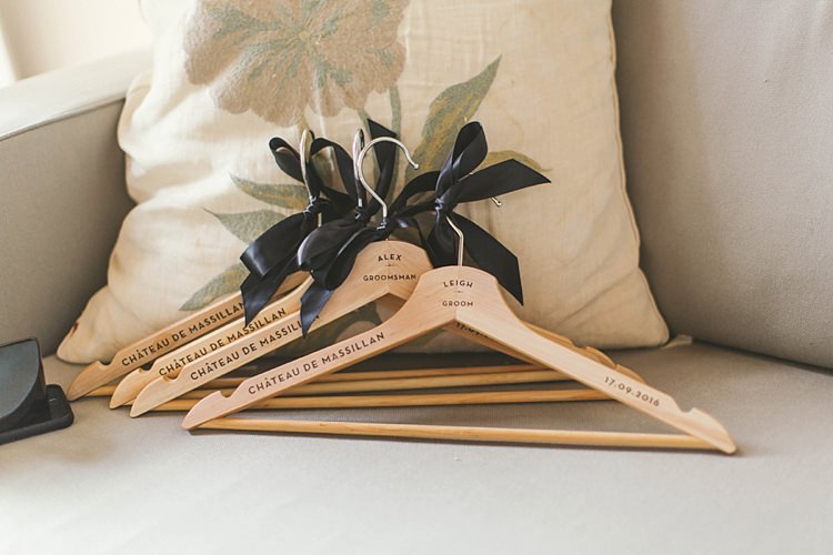 Personalised Hangers Bridesmaids Gift Natural Romantic Chateau Destination Wedding South of France http://www.jayrowden.com/