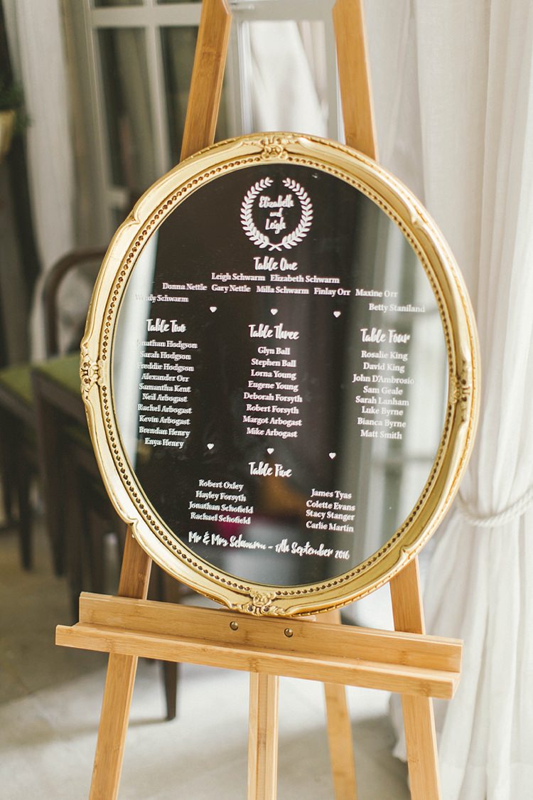 Gold Mirror Table Plan Seating Chart Natural Romantic Chateau Destination Wedding South of France http://www.jayrowden.com/