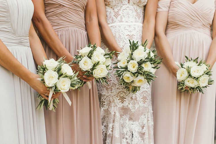 Bride Bridal Bridesmaids Pink White Rose Olive Bouquet Dessy Natural Romantic Chateau Destination Wedding South of France http://www.jayrowden.com/
