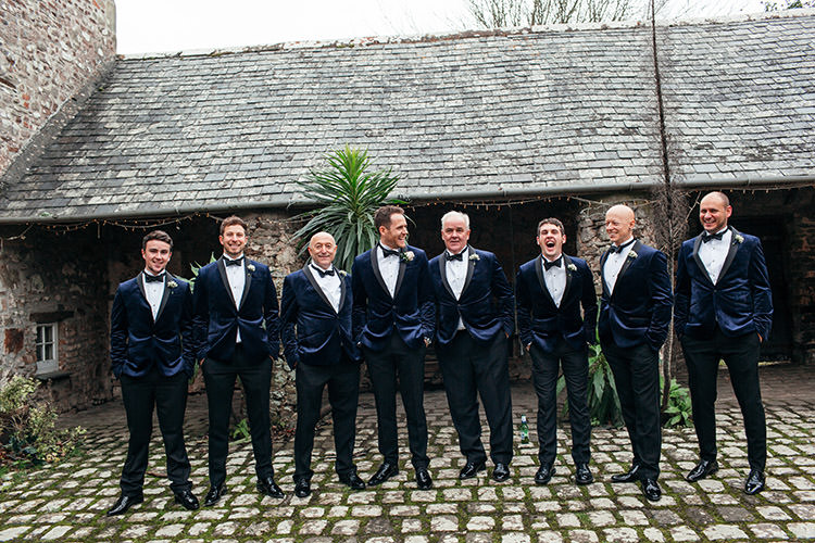 Velvet Jackets Bow Tie Groom Groomsmen Stylish Winter Glamour Wedding http://lunaweddings.co.uk/