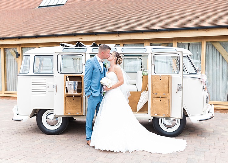 Cream Camper Van VW Romantic Soft Pastels Barn Wedding http://www.sungblue.com/