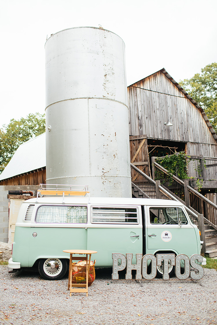 Photo Booth Mint Kombi Van Creative Quirky Rustic Barn Wedding Tennessee http://www.alexbeephoto.com/