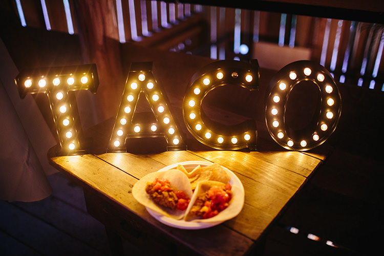 Reception Taco Station Light-Up Sign Creative Quirky Rustic Barn Wedding Tennessee http://www.alexbeephoto.com/