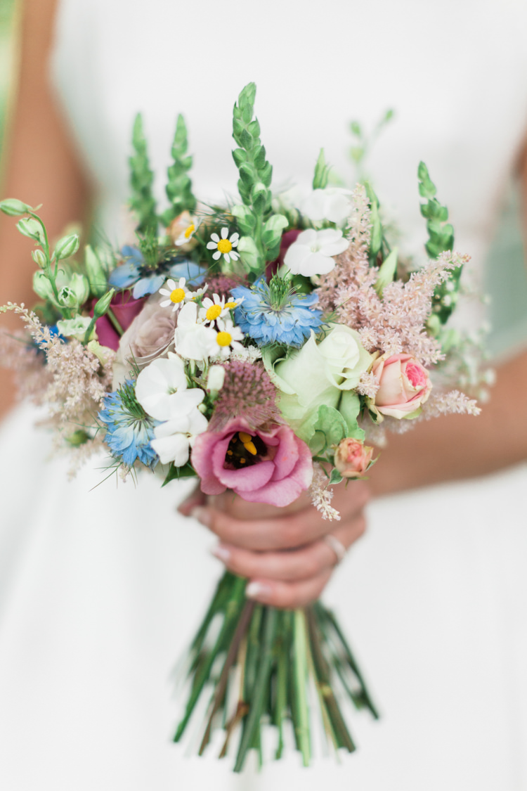 Bouquet Pink Blue Delicate Pretty Flowers Bride Bridal Astilbe Summer Daisy Rose Beautifully Romantic Eclectic Tipi Wedding http://www.jobradbury.co.uk/