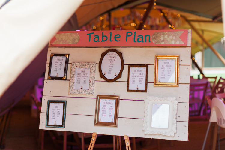 Frame Seating Plan Table Chart Wooden Rustic Beautifully Romantic Eclectic Tipi Wedding http://www.jobradbury.co.uk/