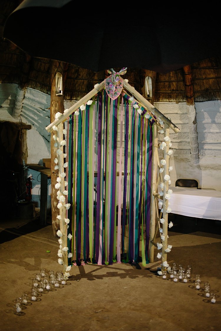 Backdrop Ceremony Frame Branch Lights Stag Ribbons Creative Woodland Mad Hatters Tea Party Wedding https://www.clairefleckphotography.com/