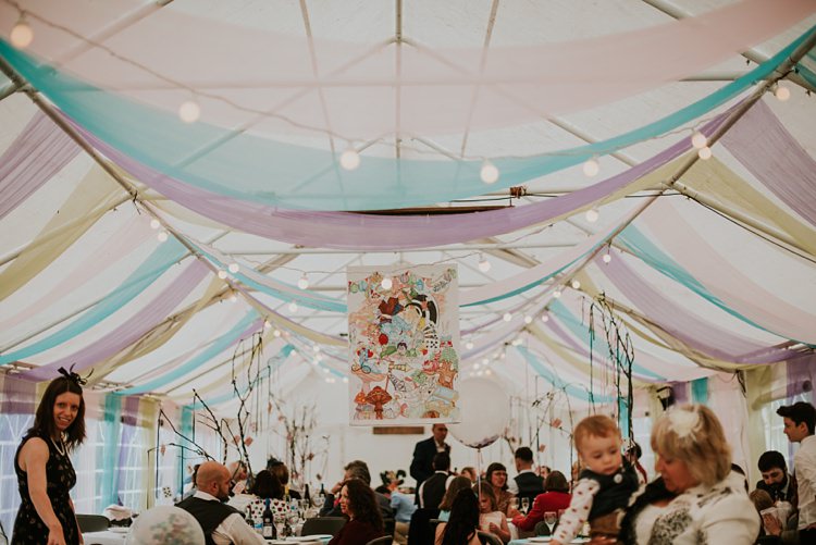 Marquee Drapes Festoon Lights Creative Woodland Mad Hatters Tea Party Wedding https://www.clairefleckphotography.com/