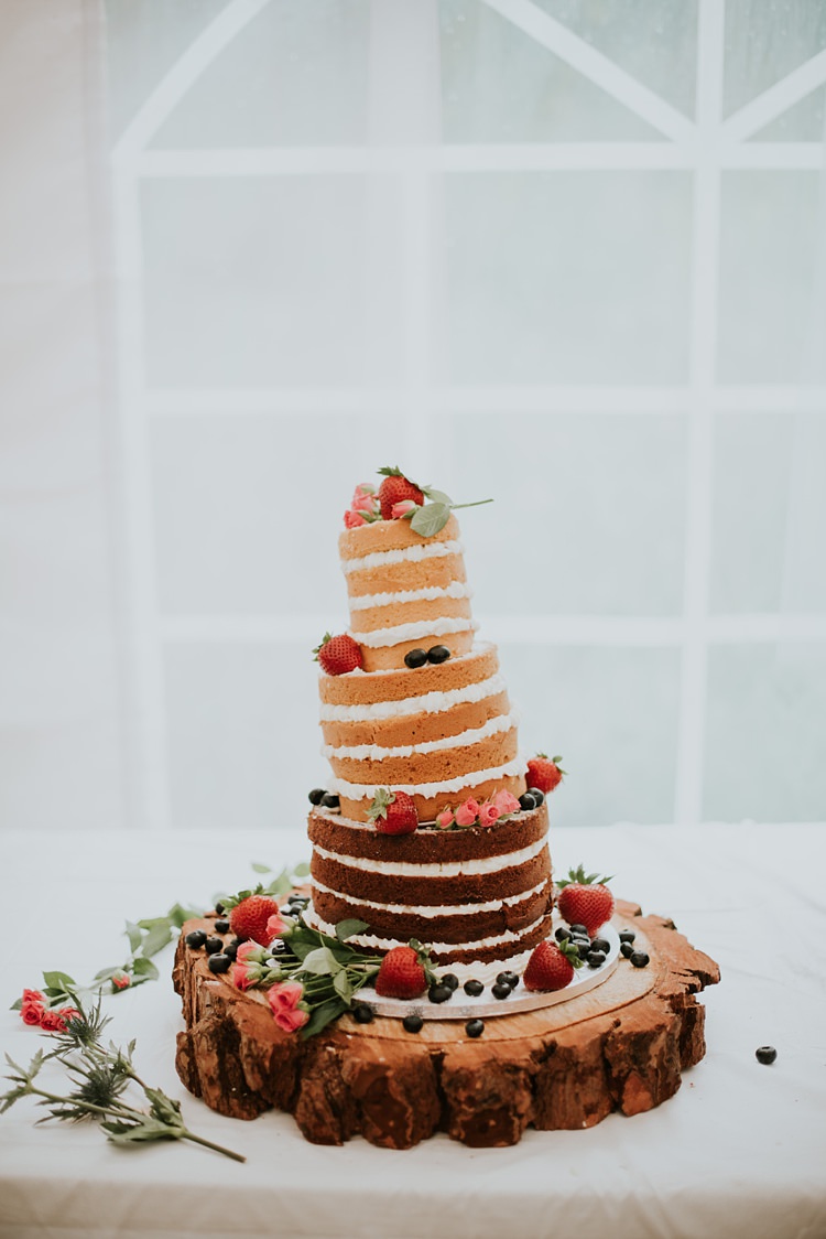 Naked Cake Layer Sponge Gluten Free Berries Log Rustic Creative Woodland Mad Hatters Tea Party Wedding https://www.clairefleckphotography.com/
