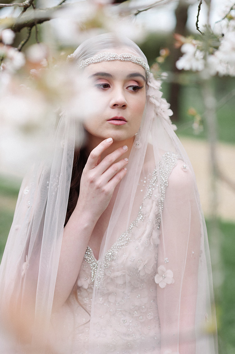 Juliet Cap Veil Bride Bridal Flowers Accessory Style Vintage Cherry Blossom Soft Spring Wedding Ideas http://www.photographybybea.co.uk/