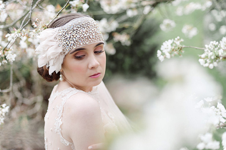 Beaded Fore Head Band Accessory Bride Bridal Scarf Veil Cherry Blossom Soft Spring Wedding Ideas http://www.photographybybea.co.uk/