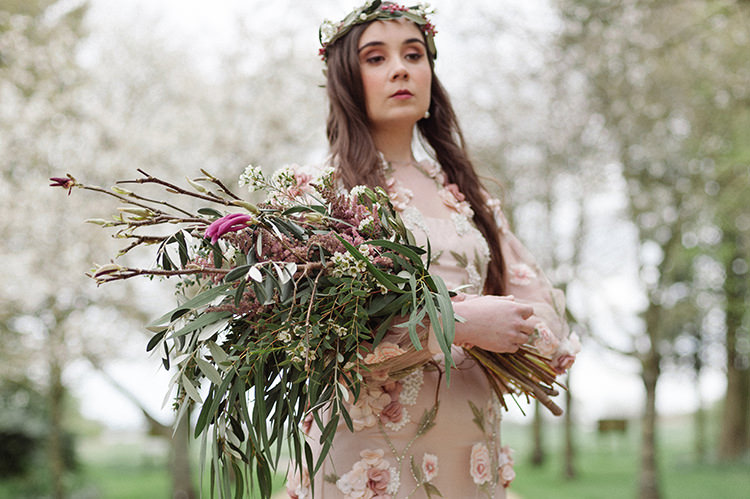 Bouquet Flowers Bride Bridal Greenery Foliage Pink Wild Cherry Blossom Soft Spring Wedding Ideas http://www.photographybybea.co.uk/