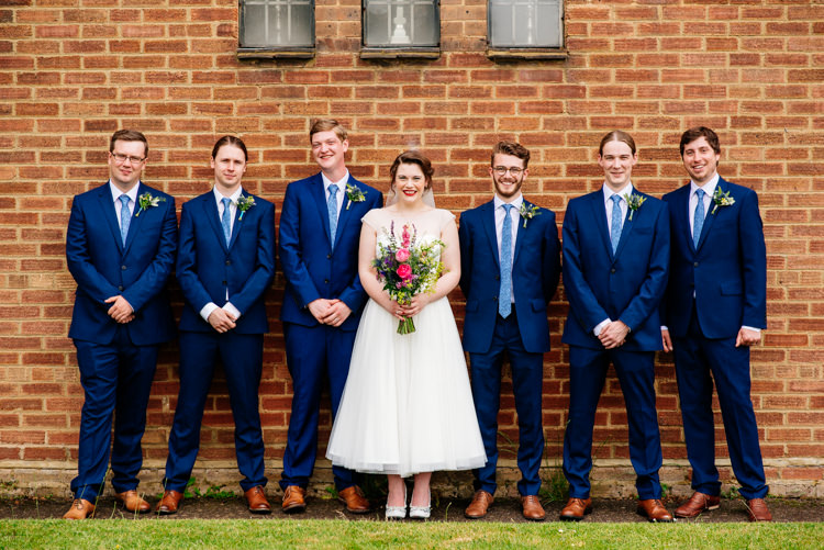 Navy Suits Groom Groomsmen Quirky Vintage Fun Loving Hall Wedding http://www.karolinasimankowicz.com/