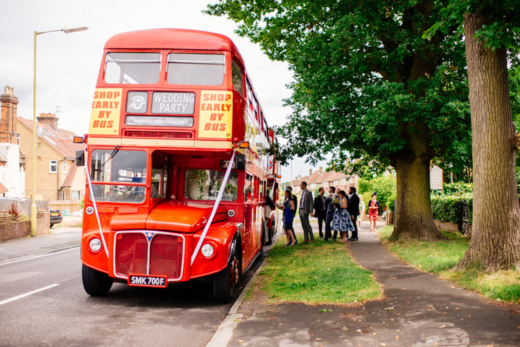 Red Bus Transport Quirky Vintage Fun Loving Hall Wedding http://www.karolinasimankowicz.com/