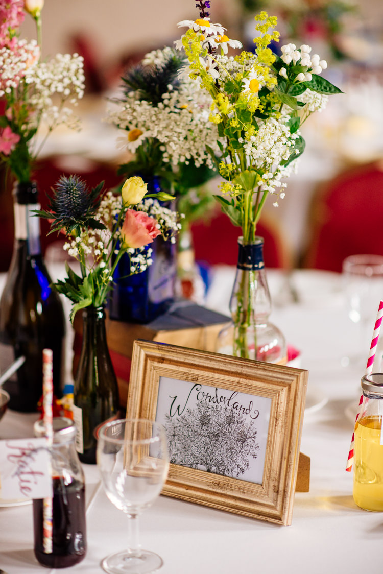 Gold Frame Table Names Places Quirky Vintage Fun Loving Hall Wedding http://www.karolinasimankowicz.com/