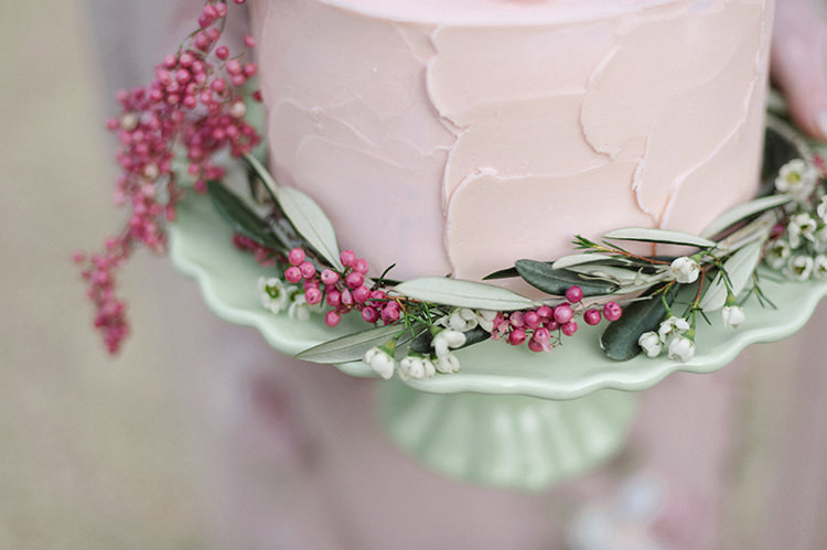 Cake Iced Buttercream Pink Macaron Berries Flowers Cherry Blossom Soft Spring Wedding Ideas http://www.photographybybea.co.uk/