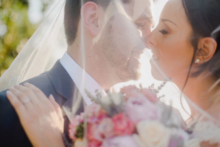 Bride Groom Kiss Veil Romantic Vibrant Pink Wedding Trieste http://www.emotionttl.com/en/home/