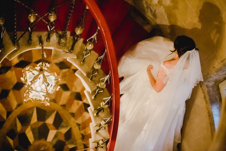 Spiral Staircase Steps Bride Tiles Romantic Vibrant Pink Wedding Trieste http://www.emotionttl.com/en/home/