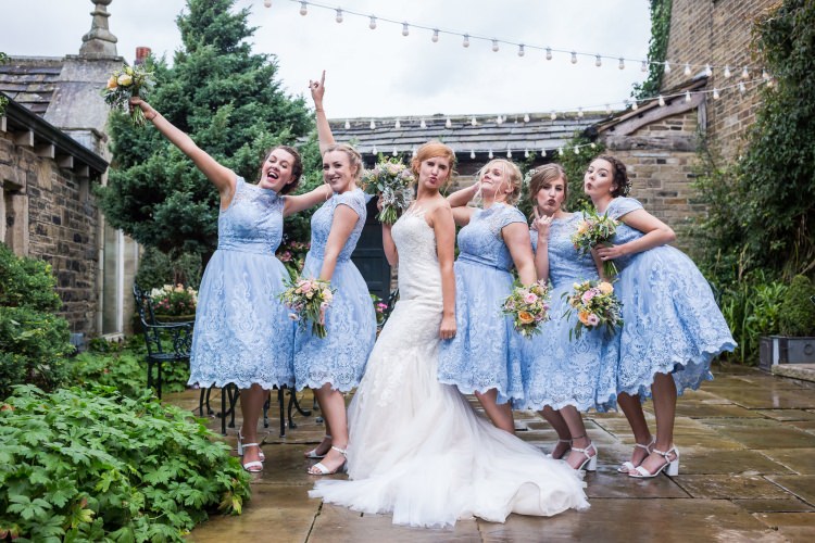 Bride Bridal Gown Dress Back Detail Fishtail Pronovias Bridesmaids Chi Chi London Blue Tea Length Lace Pretty Quirky Pastel Wedding http://www.happilyevercaptured.com/