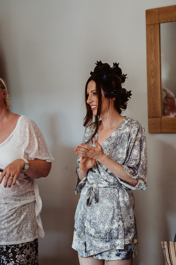 Dressing Gown Bride Bridal Prep Beautifully Relaxed Outdoorsy Barn Wedding http://www.caitlinandjones.co.uk/ 