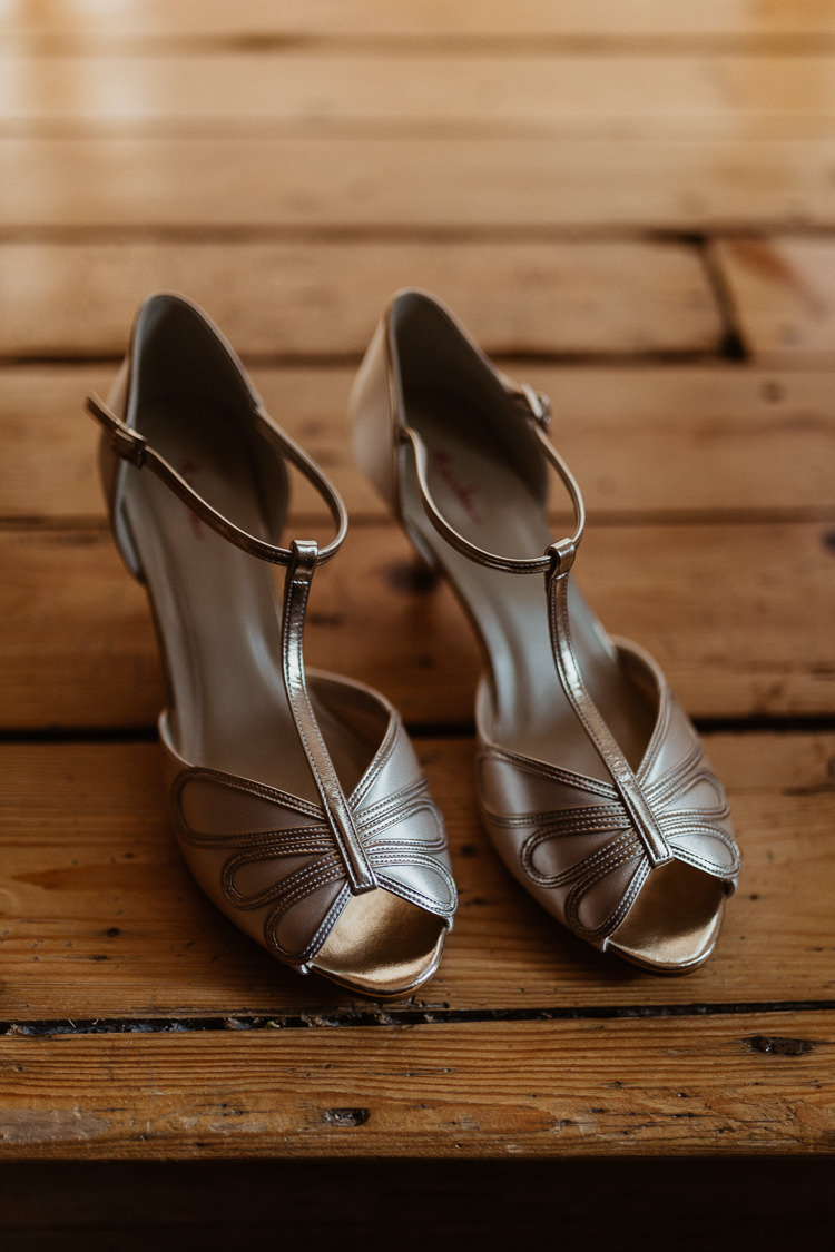 Rainbow Club Gold Bronze Copper Shoes Bride Bridal Beautifully Relaxed Outdoorsy Barn Wedding http://www.caitlinandjones.co.uk/