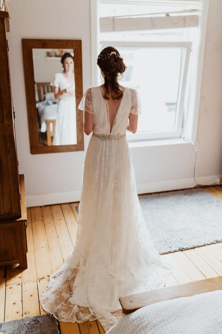 Charlie Brear Lace Over Dress Lay Sash Low Back Bride Bridal Beautifully Relaxed Outdoorsy Barn Wedding http://www.caitlinandjones.co.uk/ 
