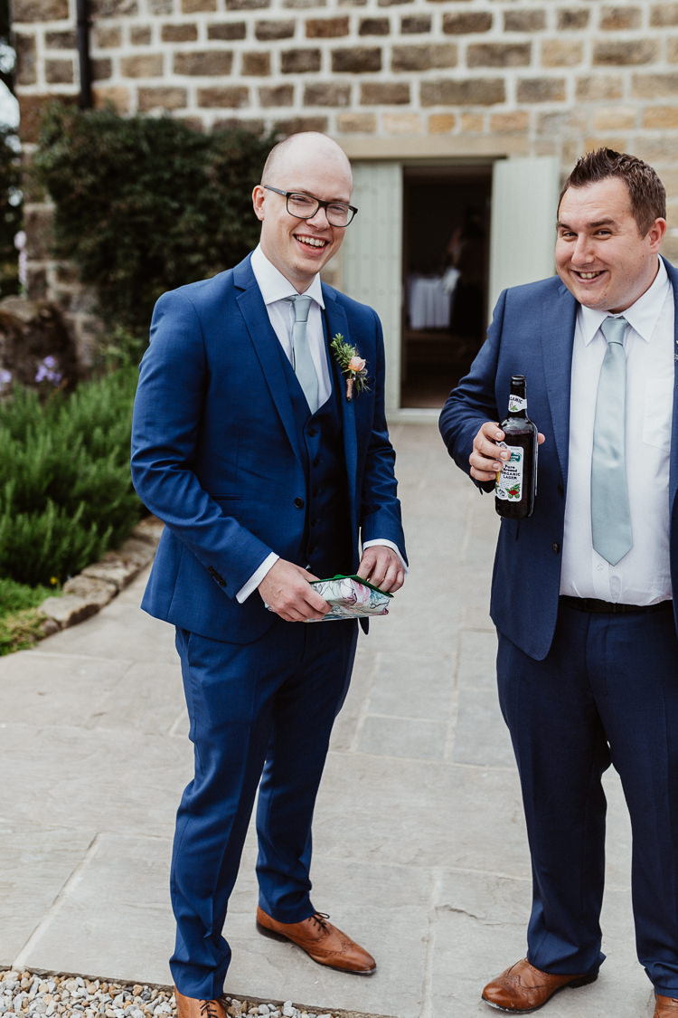 Blue Suit Groom Tan Shoes Beautifully Relaxed Outdoorsy Barn Wedding http://www.caitlinandjones.co.uk/