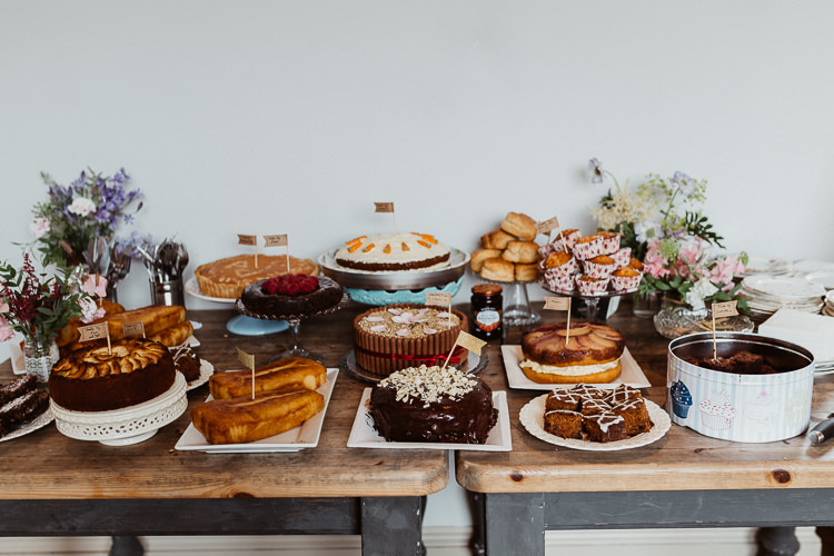 Cake Table Bake Off Dessert Beautifully Relaxed Outdoorsy Barn Wedding http://www.caitlinandjones.co.uk/