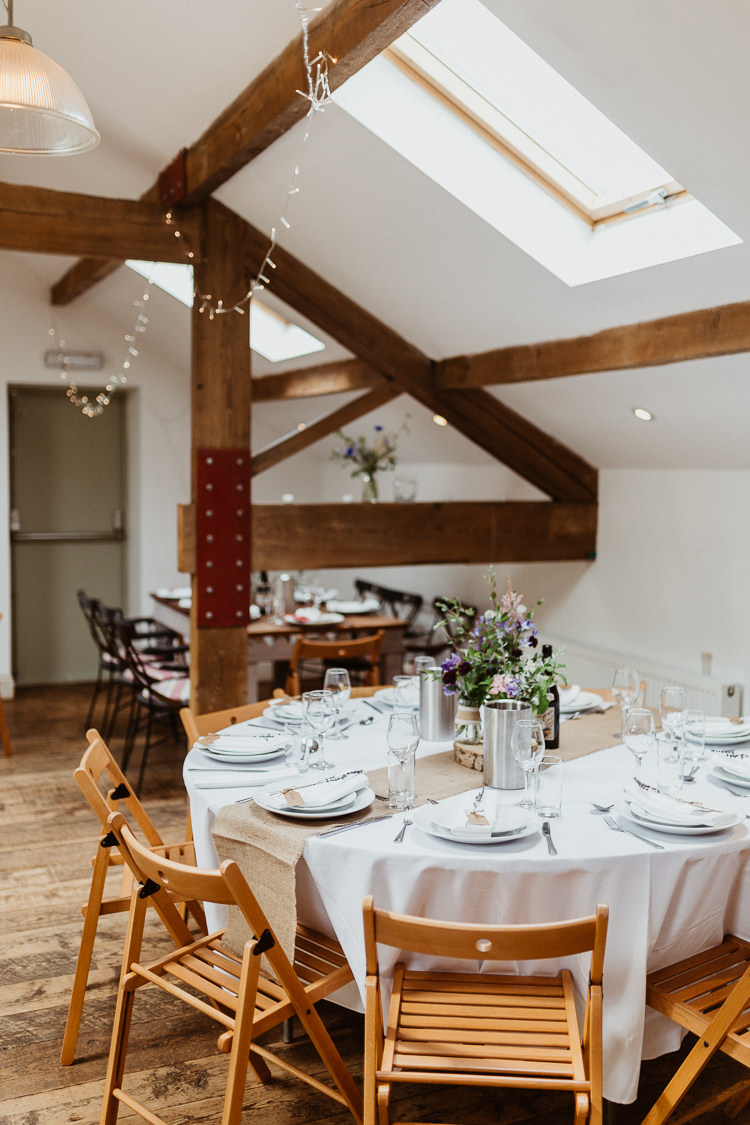 Round Tables Folding Chairs Decor Venue Reception Beautifully Relaxed Outdoorsy Barn Wedding http://www.caitlinandjones.co.uk/