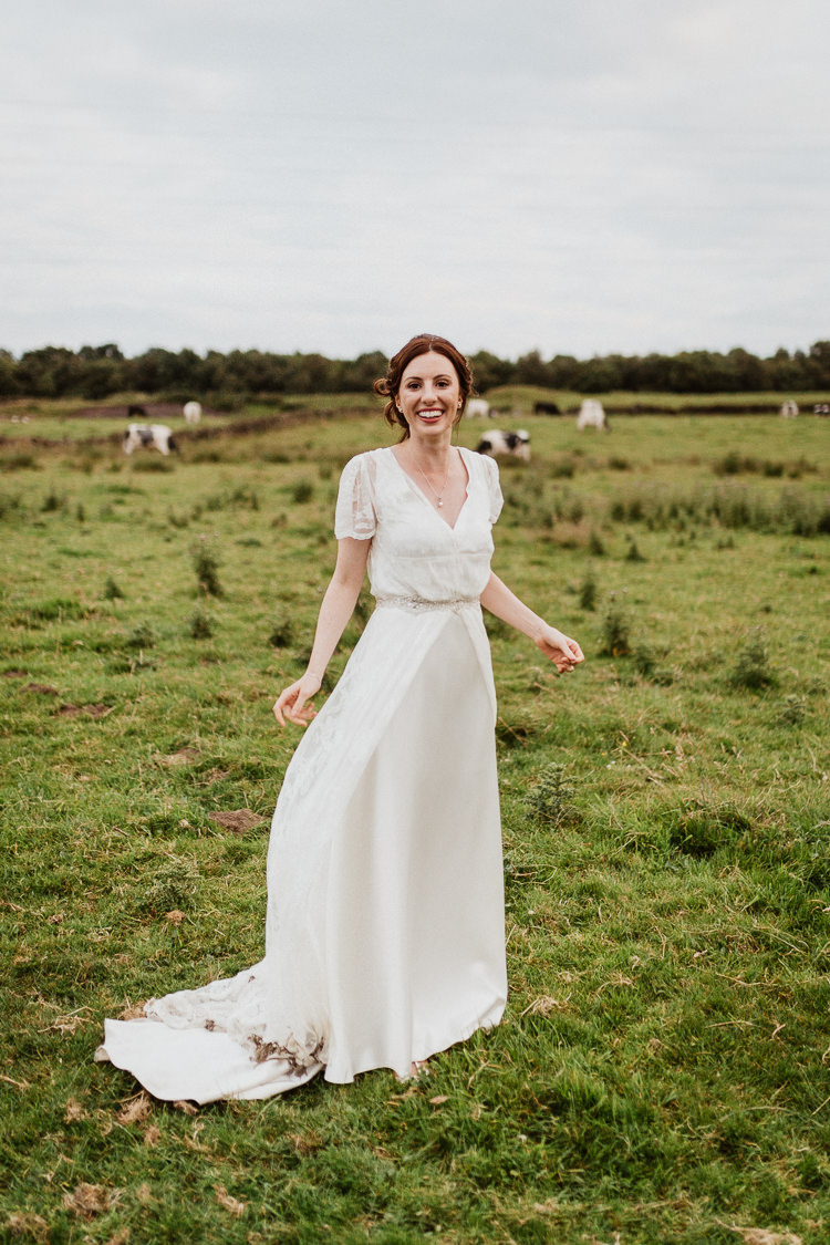 Charlie Brear Lace Over Dress Sleeves Bride Bridal Sash Beautifully Relaxed Outdoorsy Barn Wedding http://www.caitlinandjones.co.uk/