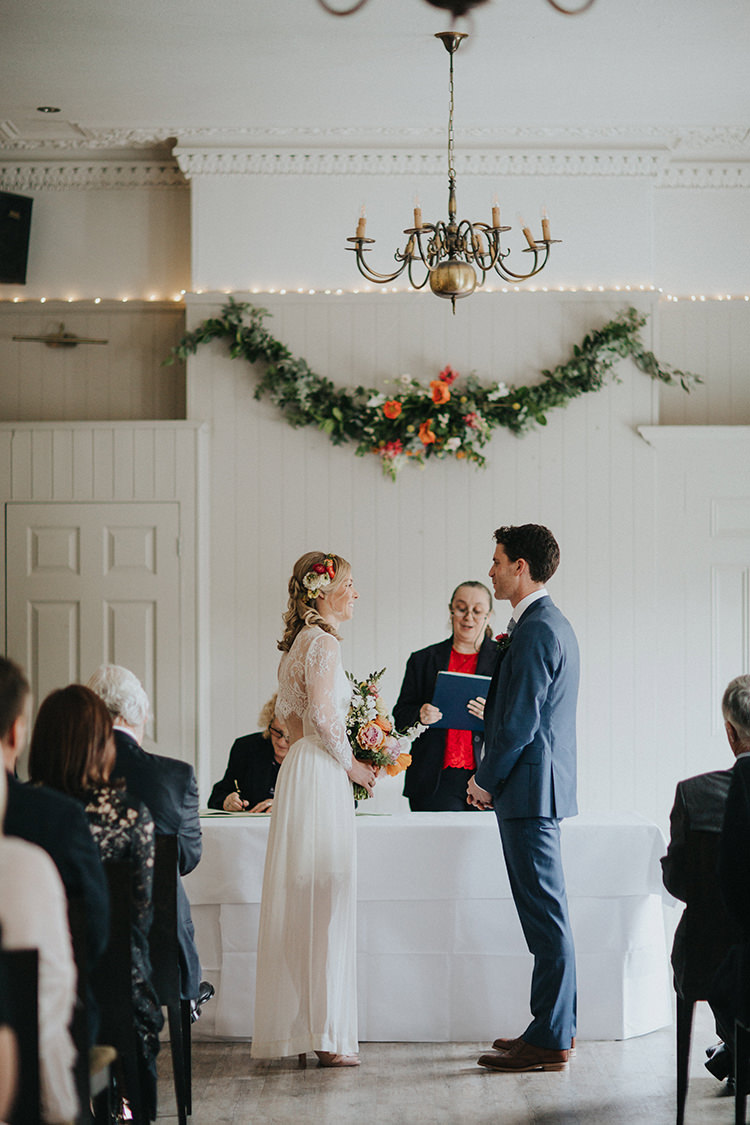 Floral Flower Greenery Foliage Swag Garland Backdrop Ceremony Casual City Stylish Pub Wedding http://www.ireneyapweddings.com/