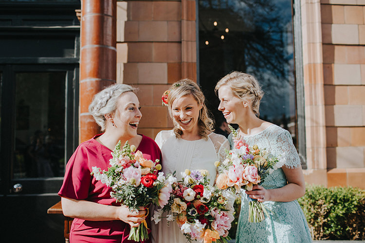 Mismatched Bridesmaid Dresses Casual City Stylish Pub Wedding http://www.ireneyapweddings.com/