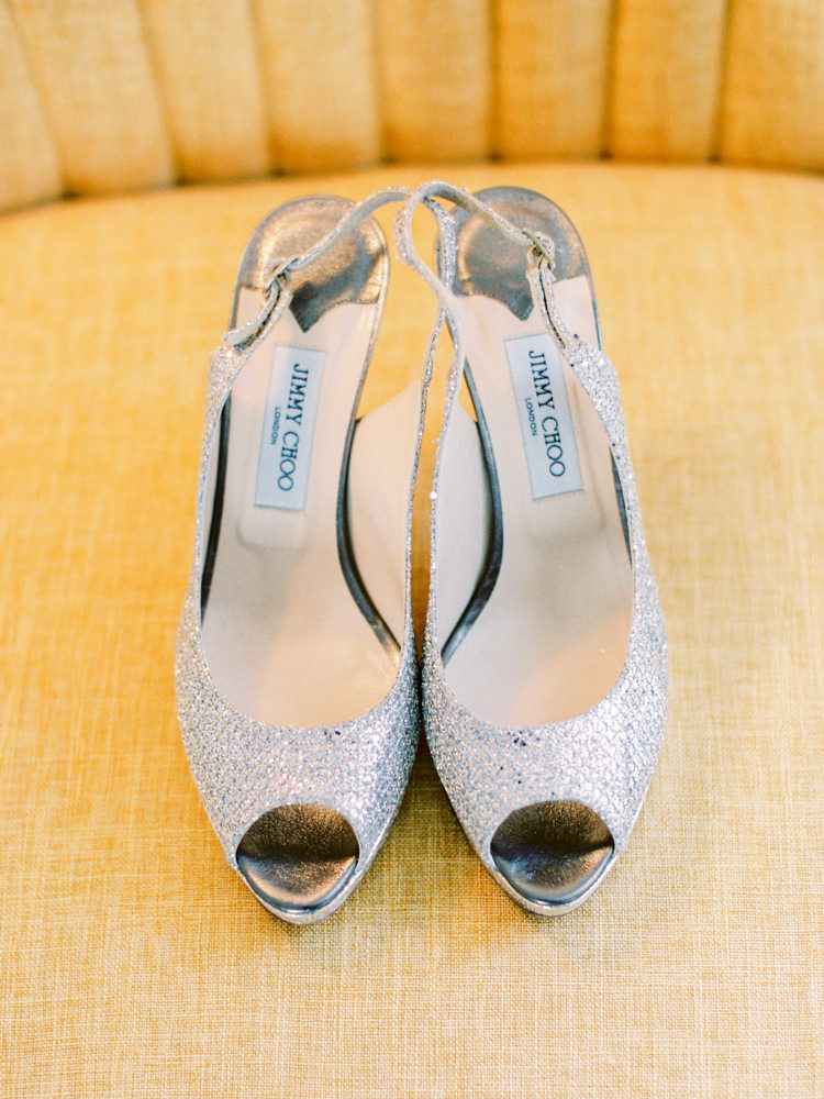 Jimmy Choo Shoes Bride Bridal Silver Slingback Peep Toe Whimsical Luxury Summer Garden Party Wedding https://www.wookiephotography.com/