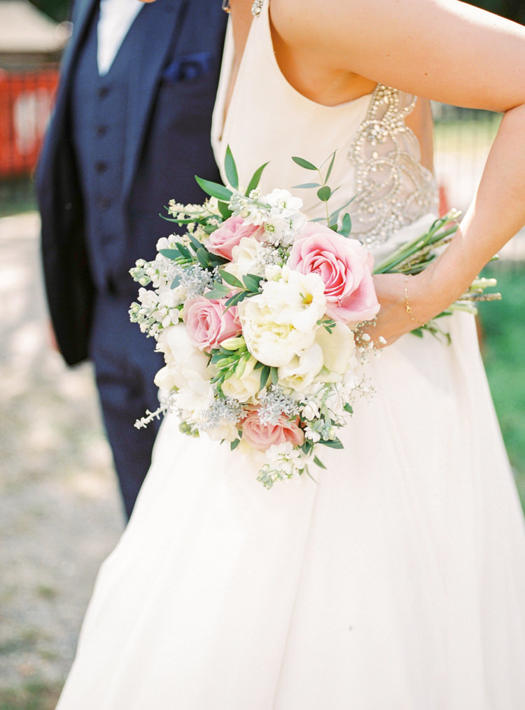 Rose Peony Bouquet Bride Bridal Flowers Pretty Pink White Whimsical Luxury Summer Garden Party Wedding https://www.wookiephotography.com/