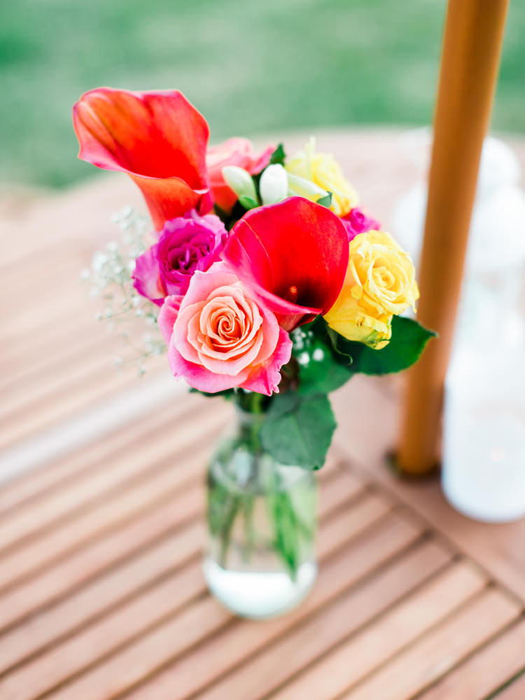 Bright Colourful Bottle Flowers Decor Whimsical Luxury Summer Garden Party Wedding https://www.wookiephotography.com/