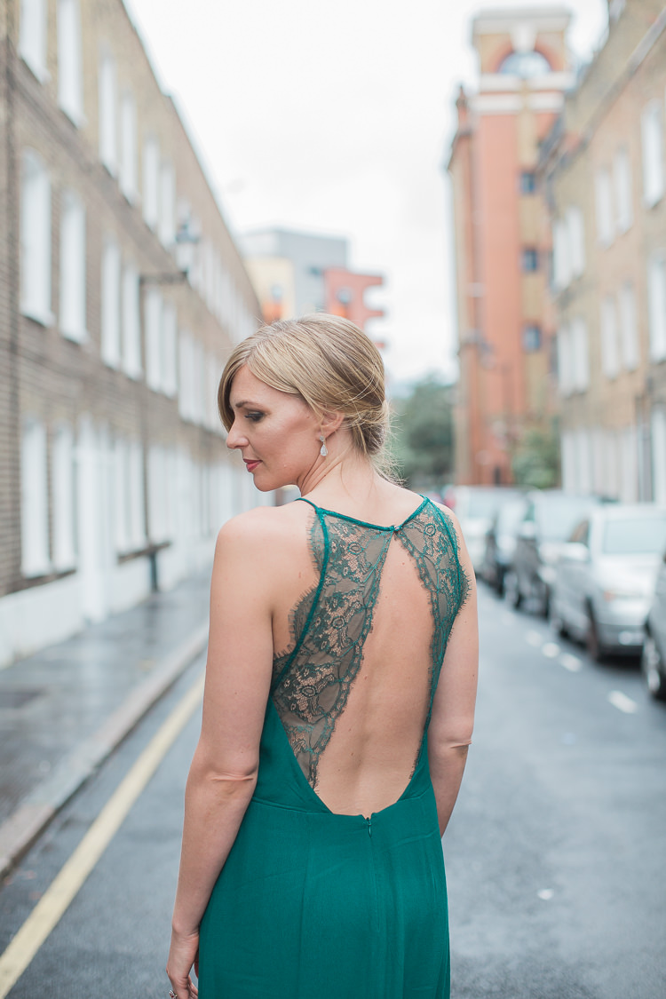 Backless Green Dress Lace Bride Bridal Emerald Intimate Elegant Two Day City Wedding http://siobhanhphotography.com/