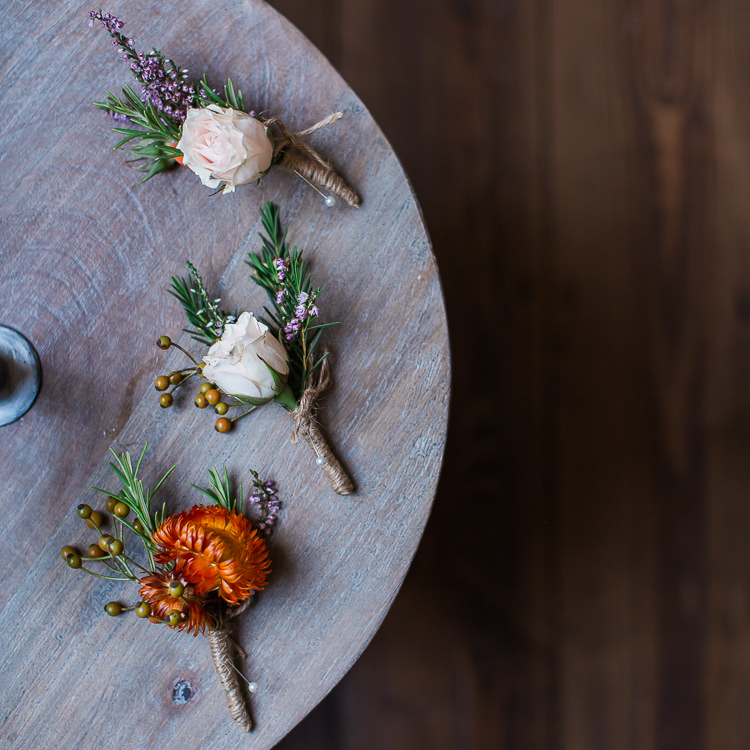 Rose Rosemary Buttonholes Groom Intimate Elegant Two Day City Wedding http://siobhanhphotography.com/
