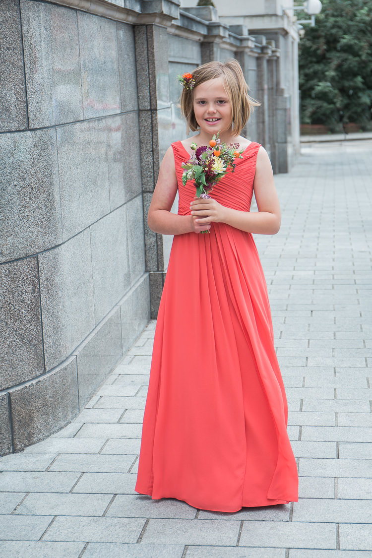 Coral Flower Girl Bridesmaid Dress Intimate Elegant Two Day City Wedding http://siobhanhphotography.com/
