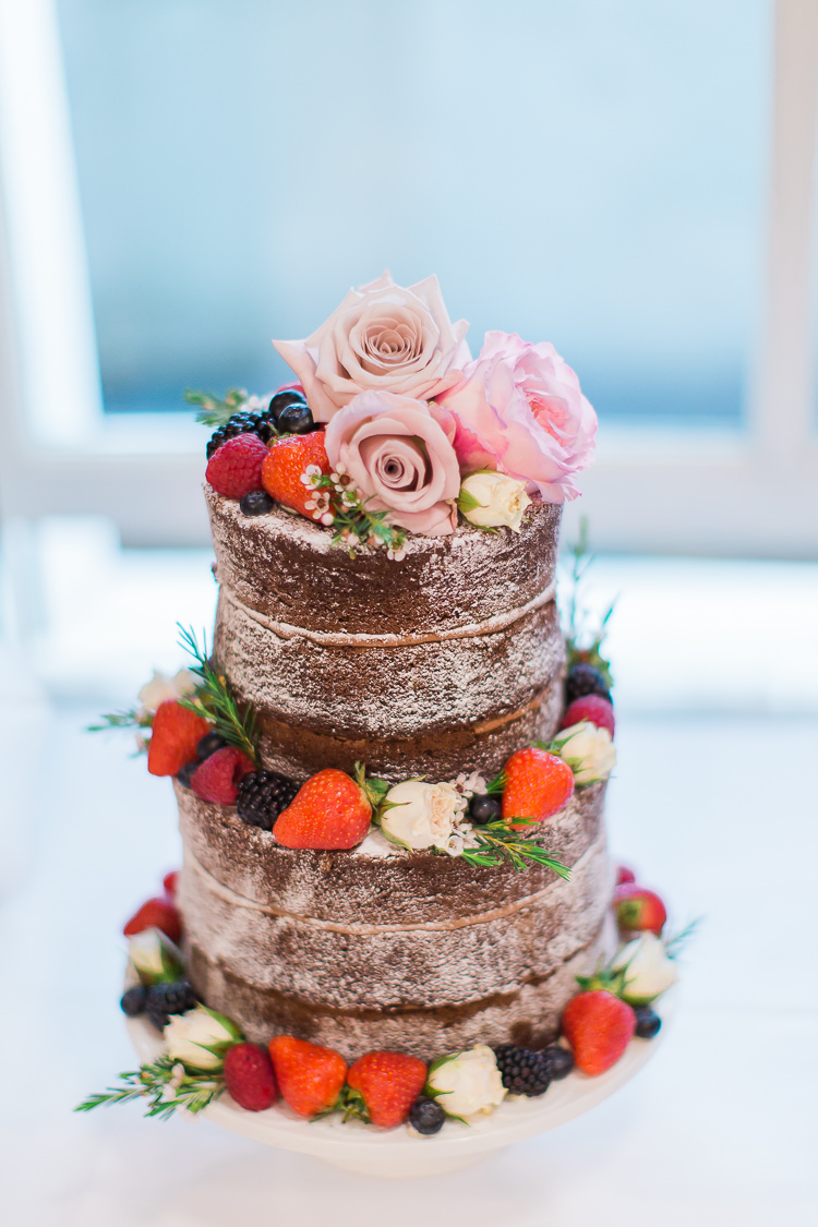 Naked Cake Sponge Layer Berries Fruit Icing Intimate Elegant Two Day City Wedding http://siobhanhphotography.com/