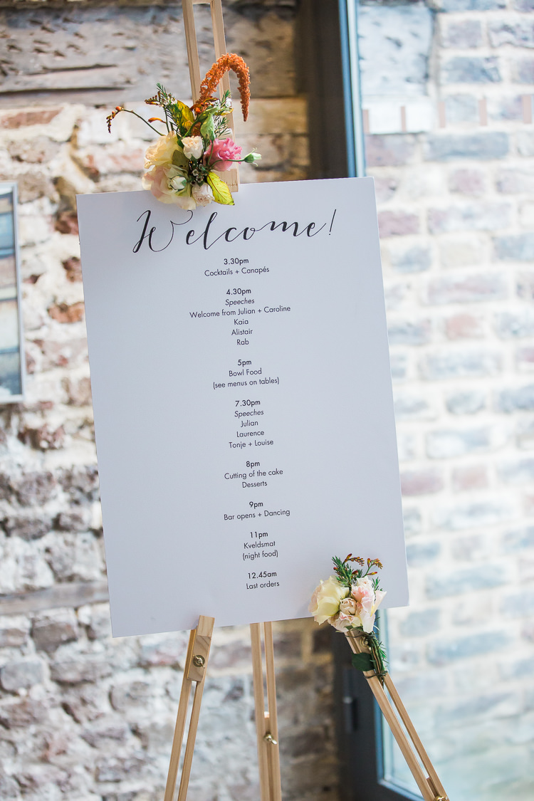 Welcome Sign Flowers Easel Intimate Elegant Two Day City Wedding http://siobhanhphotography.com/