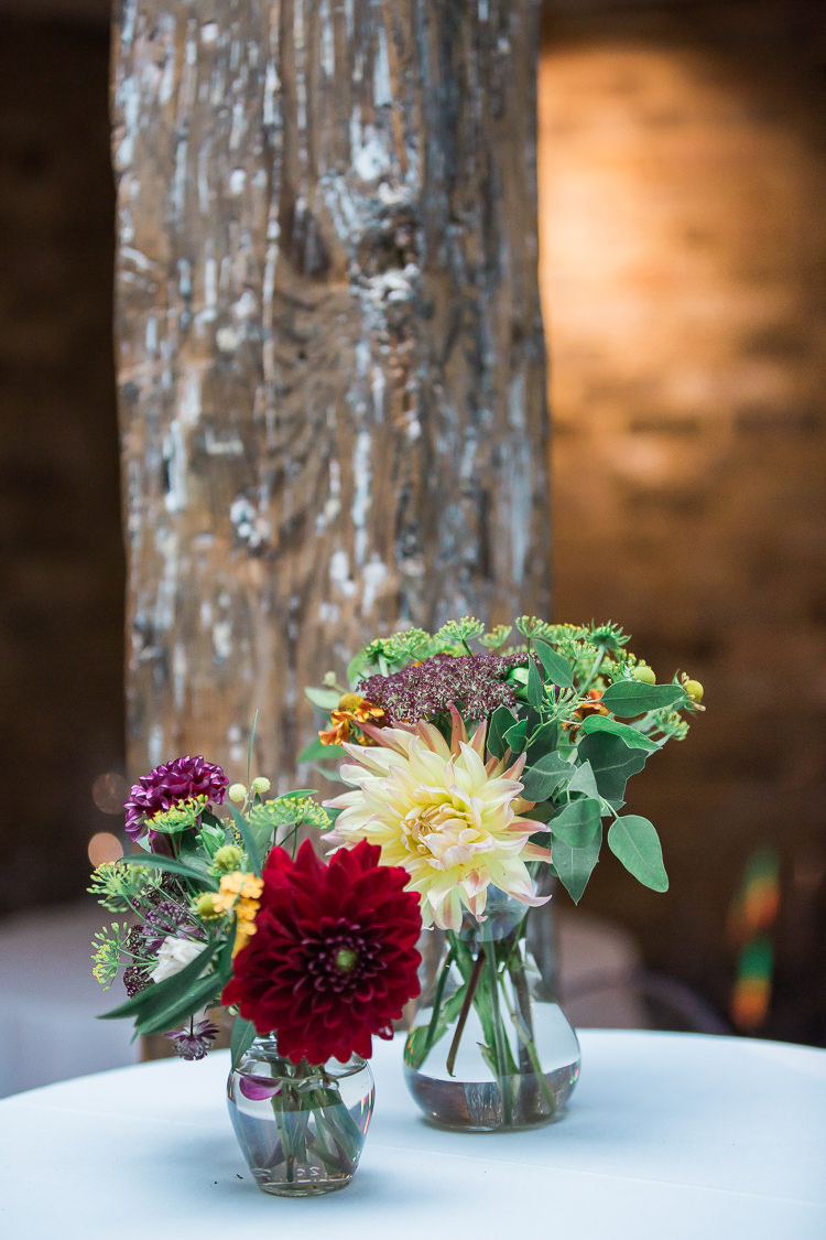 Jar Flowers Vase Dahlias Intimate Elegant Two Day City Wedding http://siobhanhphotography.com/